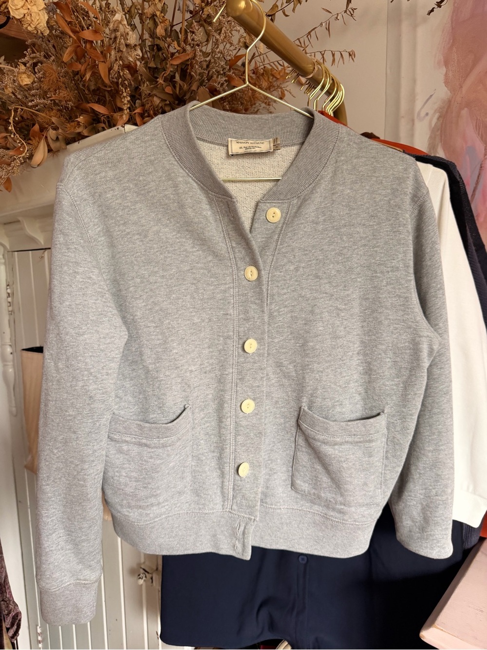 Maison Kitsune Button-Front Sweatshirt Jacket